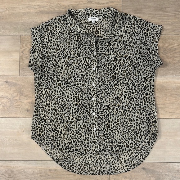 Umgee Women’s Leopard Print Button Up Short Sleeve Semi- Sheer Shirt - Picture 1 of 11